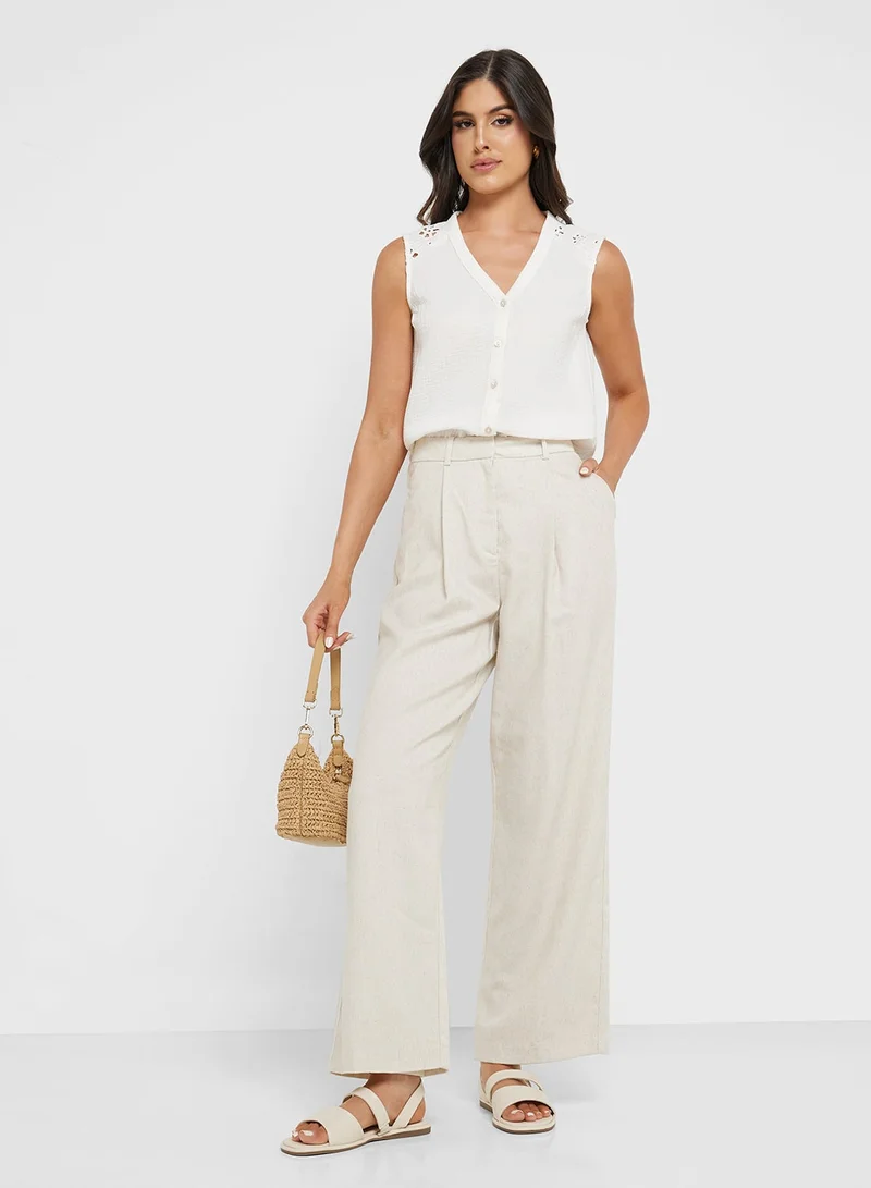 VERO MODA Button Down V-Neck Top