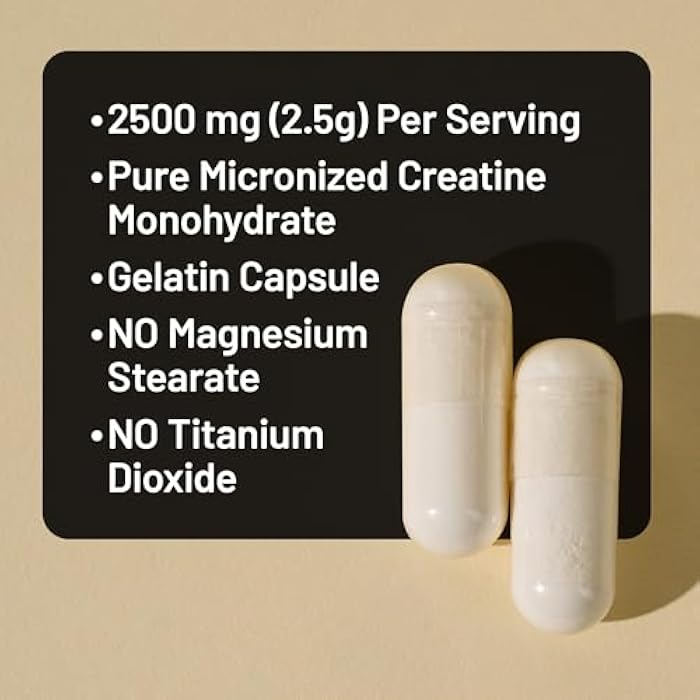 NatureWise Micronized Creatine Monohydrate Pills, 2500mg Per Serving - Creatine for Women & Men - Pure, Unflavored, Supports Lean Muscle Mass, Endurance - 60 Capsules[30-Day Supply] - Image 5