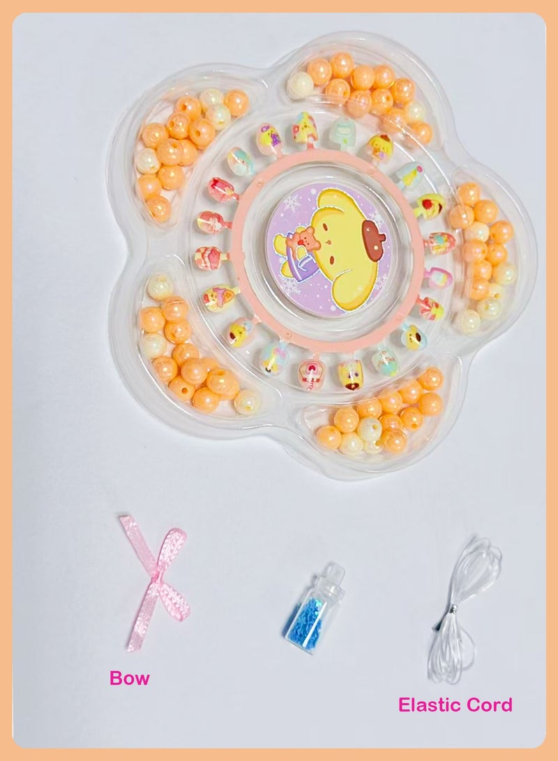 BELANO 85Pcs Kids Nails and DIY Jewelry Making Kit, Girls Press On Nails for Kids with Self Adhesive Backing,  Beads for Bracelets Craft Set - Image 2