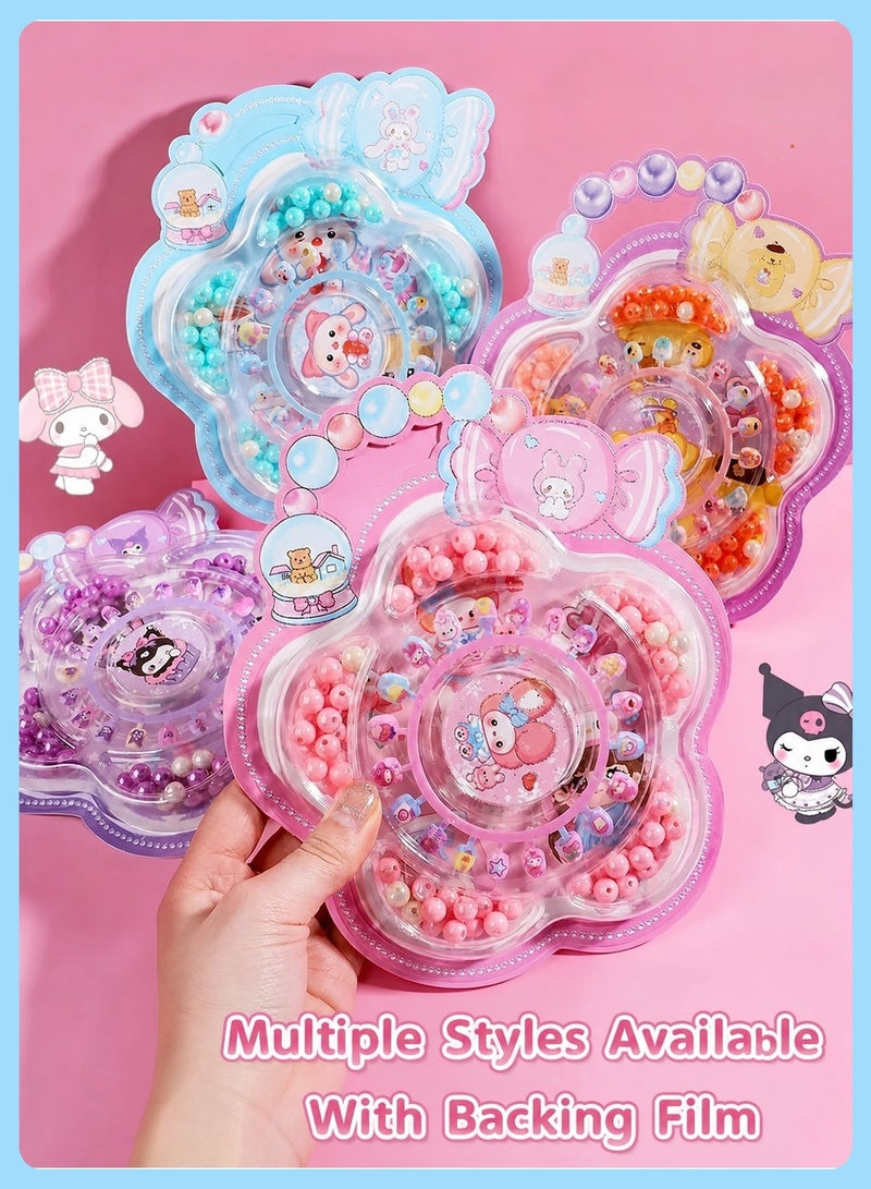 BELANO 85Pcs Kids Nails and DIY Jewelry Making Kit, Girls Press On Nails for Kids with Self Adhesive Backing,  Beads for Bracelets Craft Set - Image 5