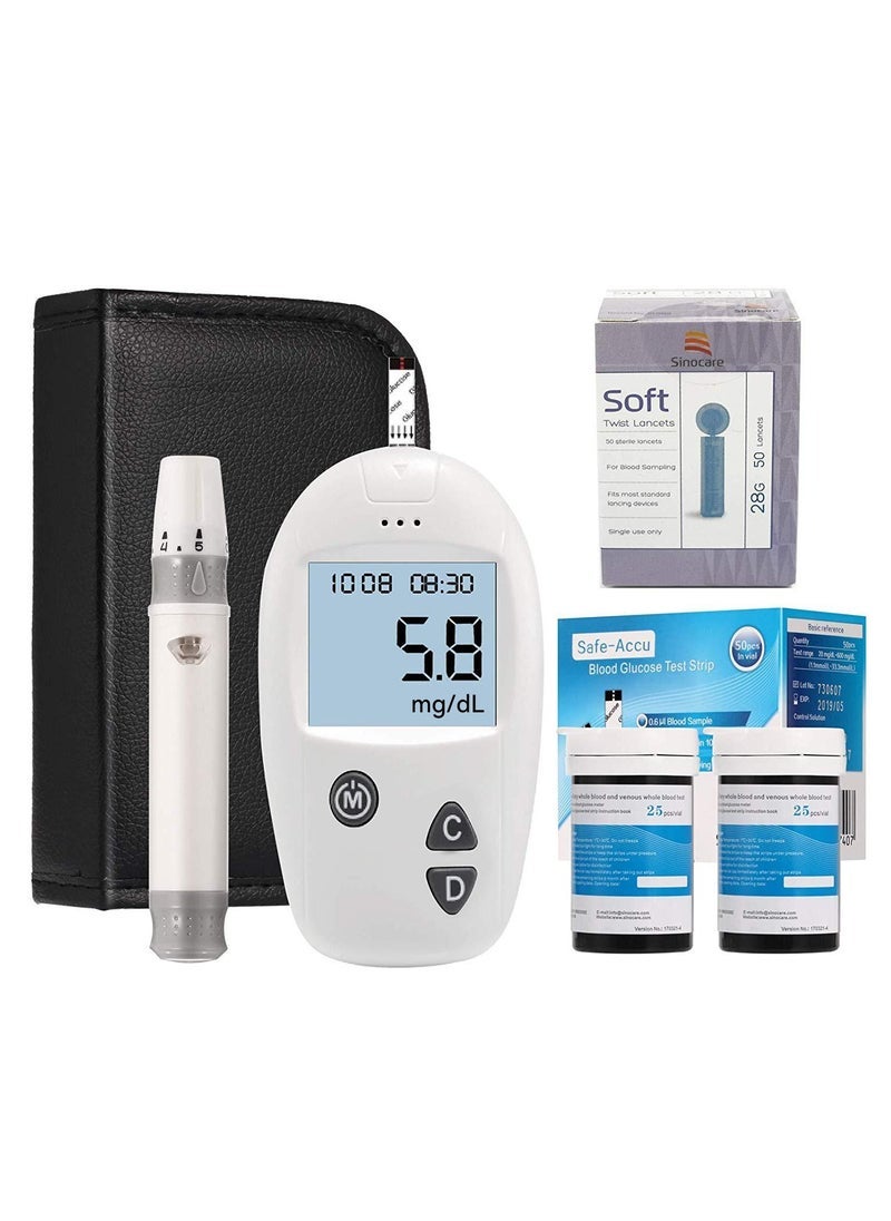 Generic - Blood Sugar Monitor Diabetes Testing Kit With 50 No Coding Test Strips 50 Lancets (unit: mg/dL) - Image 1