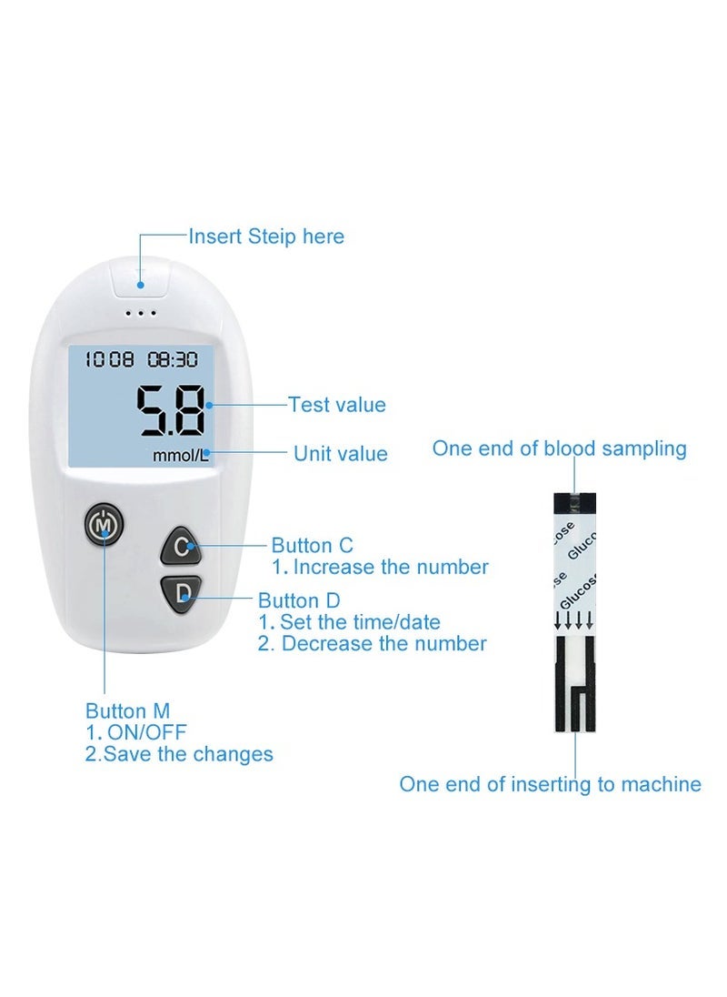 Generic - Blood Sugar Monitor Diabetes Testing Kit With 50 No Coding Test Strips 50 Lancets (unit: mg/dL) - Image 1