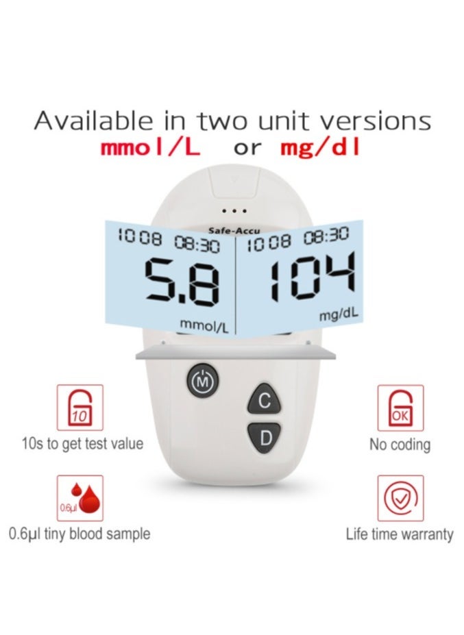 Generic - Blood Sugar Monitor Diabetes Testing Kit With 50 No Coding Test Strips 50 Lancets (unit: mg/dL) - Image 1