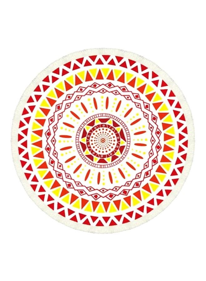 NIBEMINENT Geometric Printed Beach Towel Red/White/Yellow - Image 1