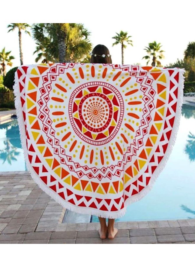 NIBEMINENT Geometric Printed Beach Towel Red/White/Yellow - Image 2