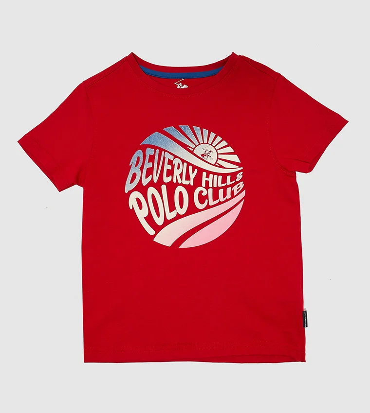 BEVERLY HILLS POLO CLUB Beverly Hills Polo Club Graphic Print Crew Neck T-shirt with Short Sleeves