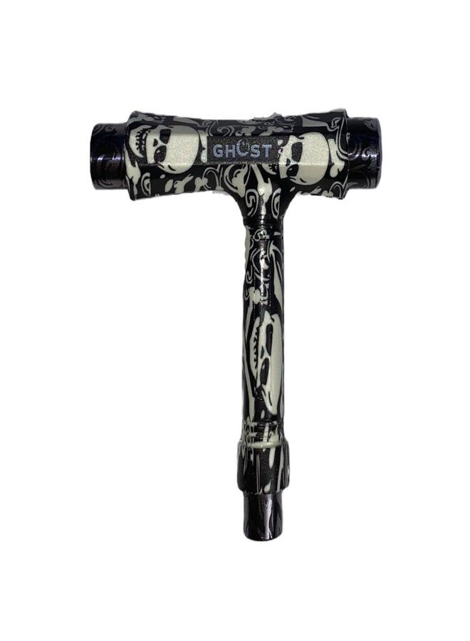 GHOST BOARDS Y3 Skateboard Tool Kit - All-in-One T Tool for Skateboard, Longboard, Roller & Skate - Multi-Function Portable Skate Tool with T-Type Allen Key & L-Type Phillips Head Wrench (Skulls) - Image 1