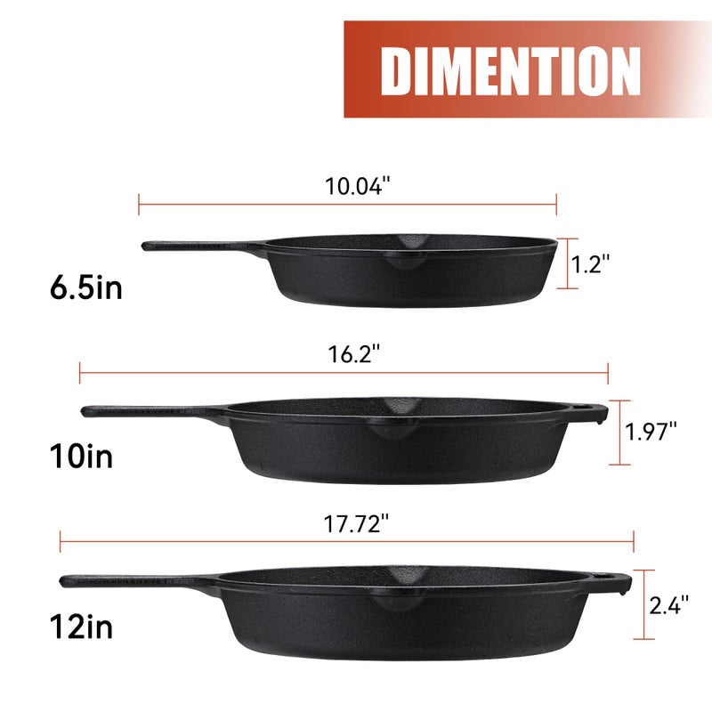 Z GRILLS Mini Cast Iron Skillets, Pre-Seasoned Cast Iron Frying Pan for Cooking & Grill, Stovetop, Camping Firepit, Induction, Oven Safe Cookware, 6.5 Inch - Image 3
