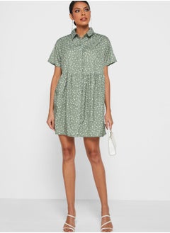 Missguided Button Detail Printed Mini Shirt Dress  - Image 4