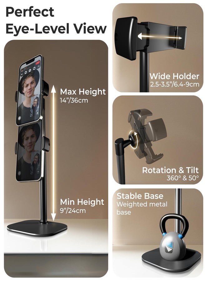 Cooper ChatStand, [Gift Family Pack], Adjustable Cell Phone Stand for Desk, Phone Stand for Recording, iPhone Holder, Small Tripod for iPhone, Fits Samsung, Android Smartphones, (Night Black, 2-Pack) - Image 3