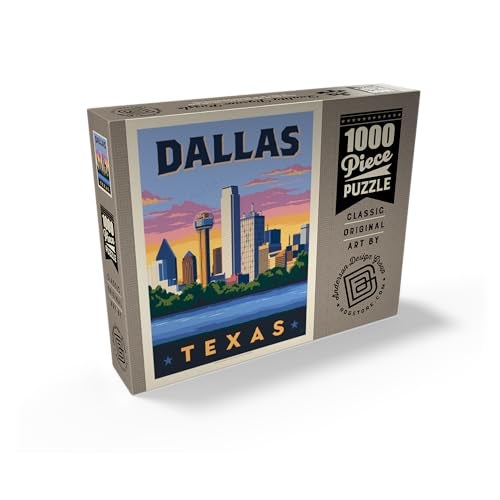MyPuzzle.com MyPuzzle Dallas Texas Downtown River View Vintage Poster Premium 1000 Piece Jigsaw Puzzle for Adults - Image 5
