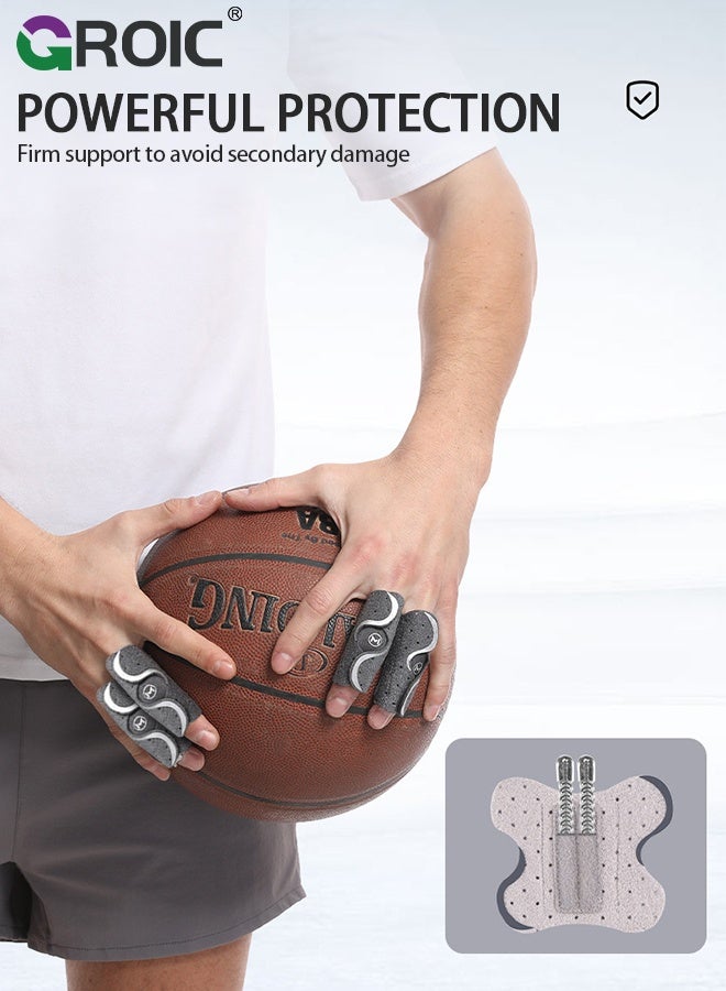 GROIC حارس إصبع كرة السلة، لفافات جبيرة الإصبع القابلة للتعديل، دعامة إصبع الزناد، جبائر إصبع ماليت، حراس إصبع، أكمام دعم الإصبع لحماية كرة السلة وكرة الطائرة والتنس - Image 4