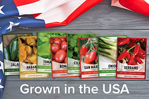 Gardeners Basics, Heirloom Hot Salsa Growing Seed Packets 8 Varieties Habanero, Jalapeno, Serrano Peppers, Roma, San Marzano Tomato, Cilantro, Green Onion, Tomatillo for Garden Non-GMO Heirloom - Image 3