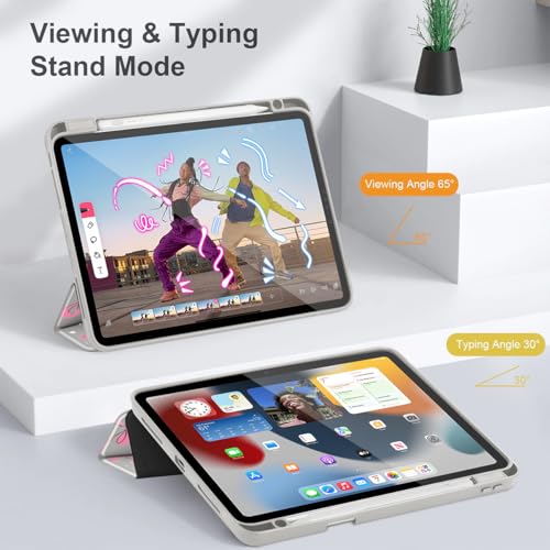 May Chen for iPad Pro 11 inch M2 4th Generation 2022, iPad Pro 11 3rd/2nd/1st Gen, Case with Transparent Shockproof Back Cover [Built-in Pencil Holder, Auto Sleep/Wake, Bows Khaki - Image 5