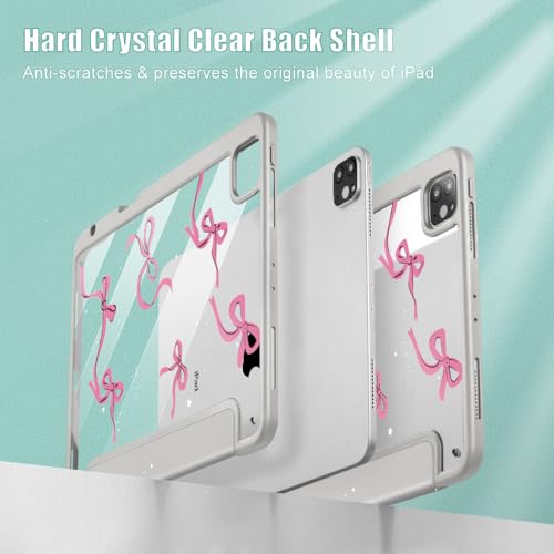 May Chen for iPad Pro 11 inch M2 4th Generation 2022, iPad Pro 11 3rd/2nd/1st Gen, Case with Transparent Shockproof Back Cover [Built-in Pencil Holder, Auto Sleep/Wake, Bows Khaki - Image 4