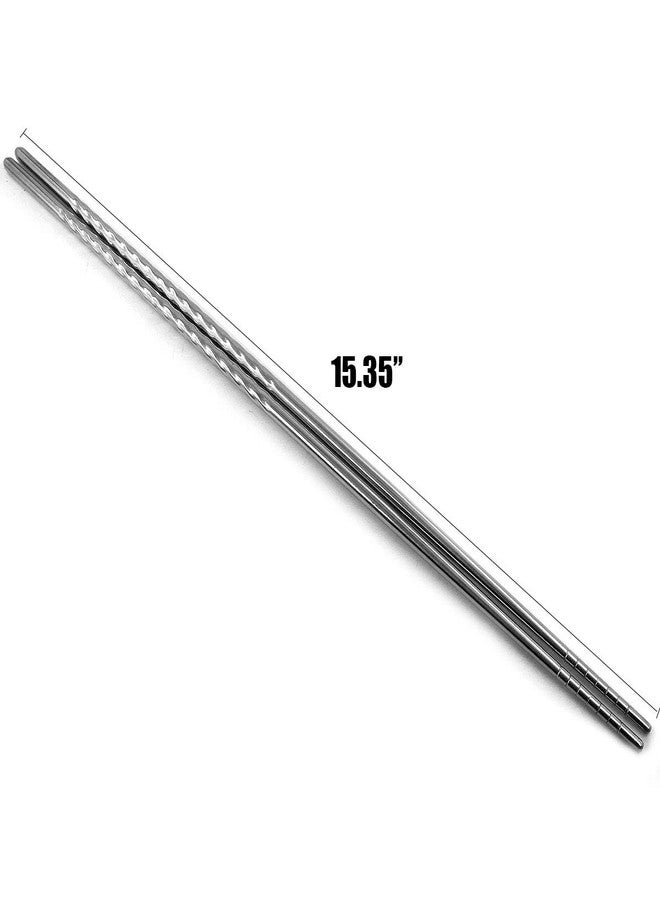 Daycount® 5 Pairs Extra Long Chopsticks for Cooking, Frying, 15'' Length Stainless Steel Spiral Chopsticks Tableware Dinnerware - Image 3