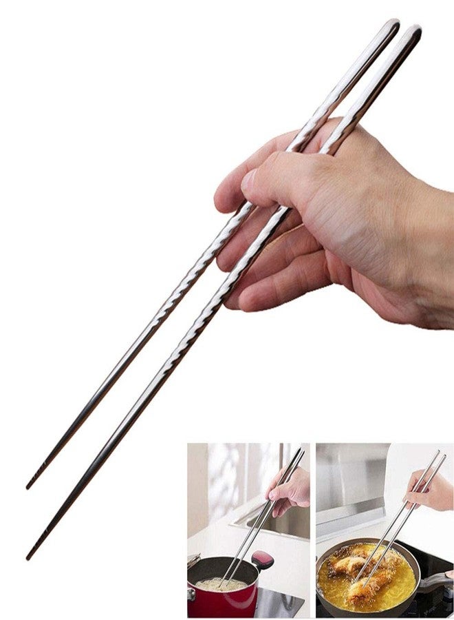 Daycount® 5 Pairs Extra Long Chopsticks for Cooking, Frying, 15'' Length Stainless Steel Spiral Chopsticks Tableware Dinnerware - Image 2