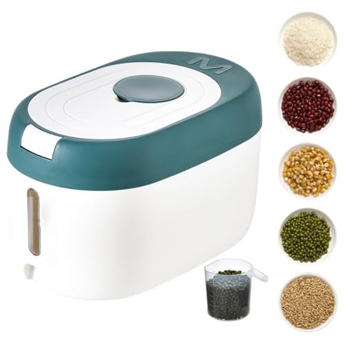GNEY 5KG M Airtight Rice Storage Container with One-Touch Lid | Moisture-Proof Grain & Cereal Storage Box | Insect-Proof Food Dispenser with Measuring Cup for Rice, Flour, Pulses & Pet Food - Image 1
