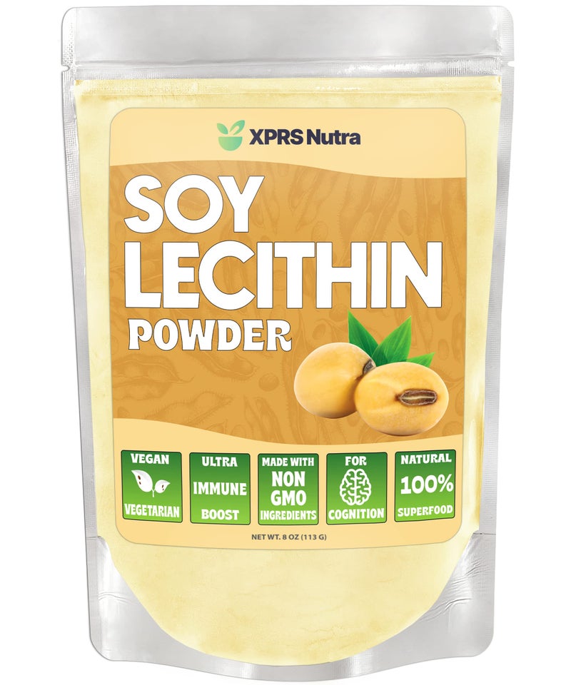XPRS Nutra Soy Lecithin Powder Food Grade Fat Emulsifier Suitable for Cooking Baking and More Vegan Friendly Soy Lecithin Powder Cooking Aid 8 Ounce