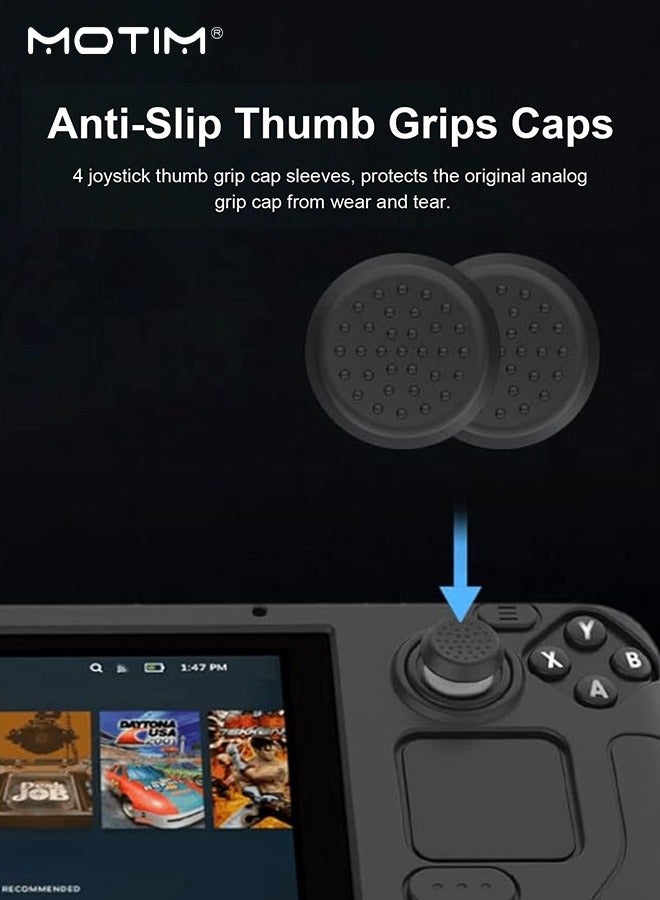 Motim Steam Deck Protective Case, Thickening Silicone Protective Cover with Anti-Slip Shock Absorption, Heat Dissipation, Soft Skin Shell Full Protection Kit with 2 Pairs Thumb Grips for Valve Stream Deck - Image 5
