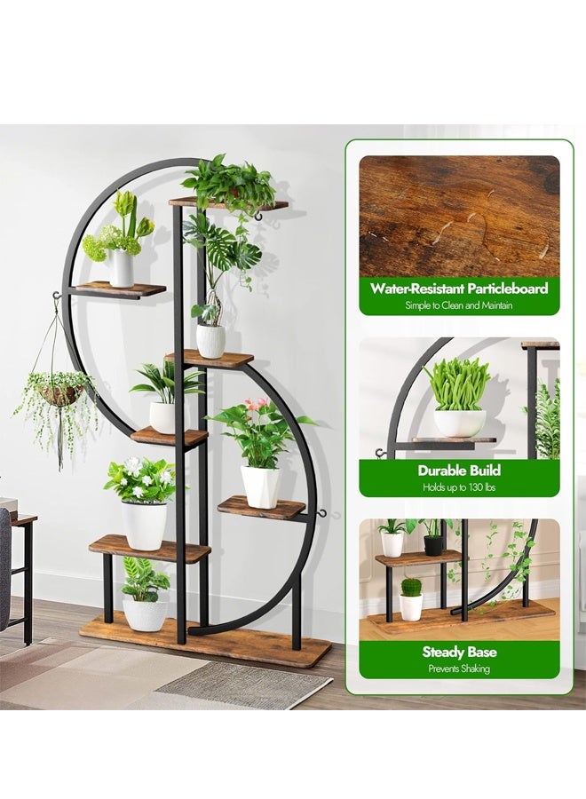 keke Flower Rack with Shelves Living Room Floor-to-Floor Balcony Wrought Iron Shelf Mobile with Multi-Layer Flower Pot Bracket for Planting - Image 3