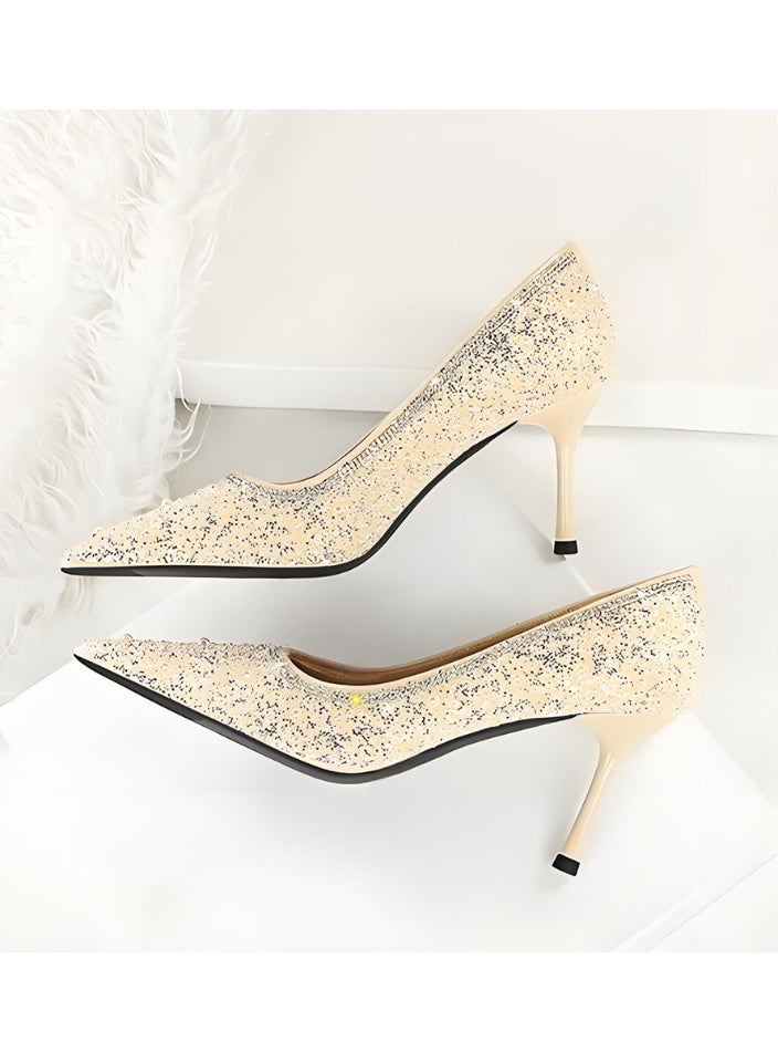 بيج تري المرأة مضخات براقة مغلقة أشارت إصبع القدم كعب عالي أحذية البندق 8CM - Image 3