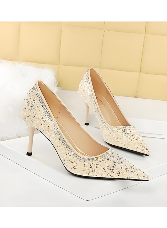 بيج تري المرأة مضخات براقة مغلقة أشارت إصبع القدم كعب عالي أحذية البندق 8CM - Image 2