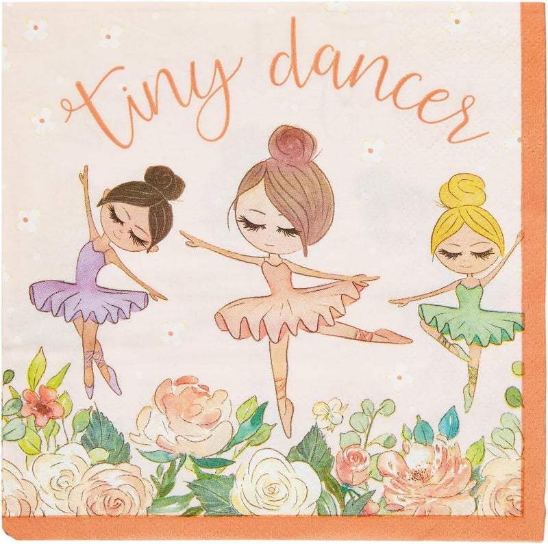 Blue Panda Ballerina Napkins - 100-Pack, 6.5" 2-Ply, Multicolor - Dance Birthday Party Napkins - Image 3