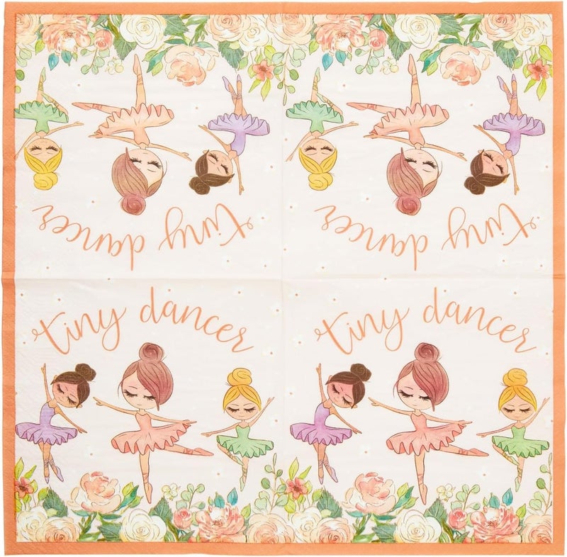 Blue Panda Ballerina Napkins - 100-Pack, 6.5" 2-Ply, Multicolor - Dance Birthday Party Napkins - Image 5