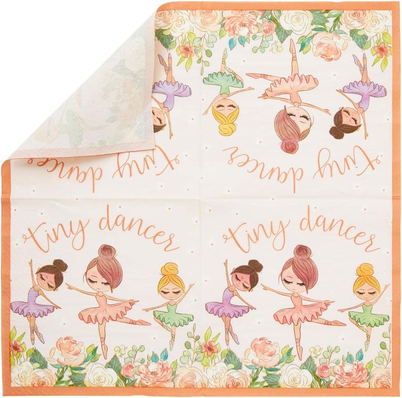 Blue Panda Ballerina Napkins - 100-Pack, 6.5" 2-Ply, Multicolor - Dance Birthday Party Napkins - Image 4