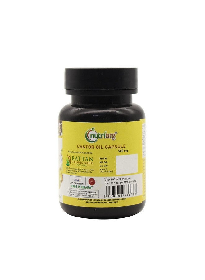 Nutriorg Castor Oil Capsules 60 Softgels Bottle | For Constipation Relief, Skin & Hair Care, Detoxification, Immunity Booster | Ricinus Communis Seed Oil for Women & Men - Image 2