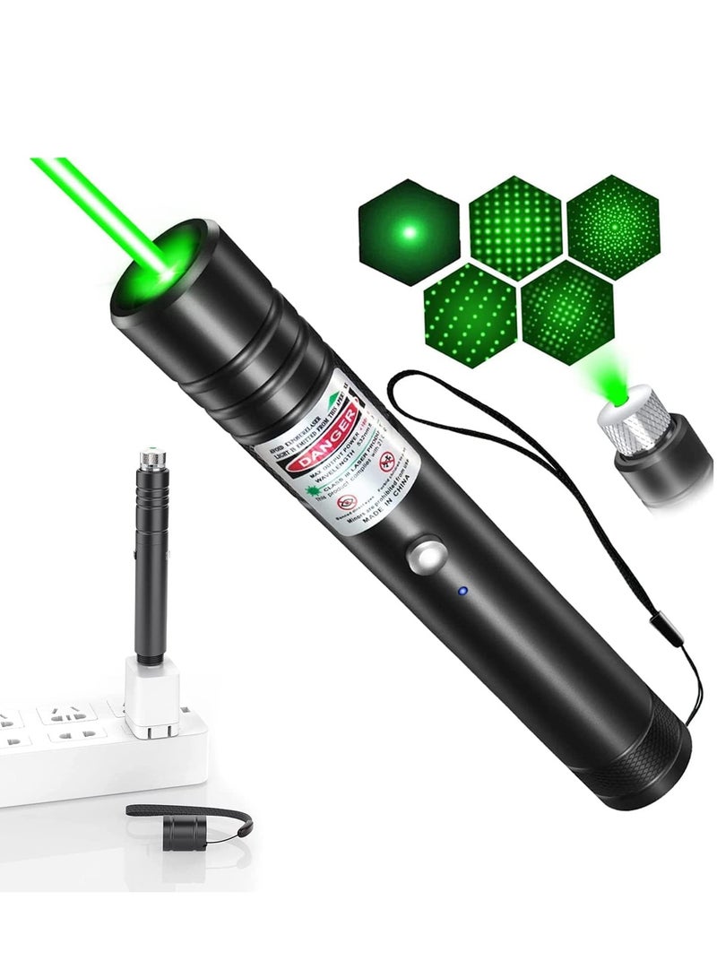 Generic Long Distance Green Laser Pointer, 2000m Laser Pointer High Power Pen, Green Laser Pointer Rechargeable for Hiking, USB Rechargeable, with Star Cap Adjustable Focus, Suitable for Projector  - Image 1