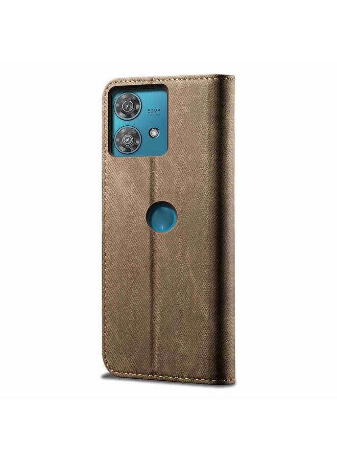 اس-توب جراب هاتف موتورولا إيدج 40 نيو من الجلد القابل للطي بنسيج الدنيم - Image 3