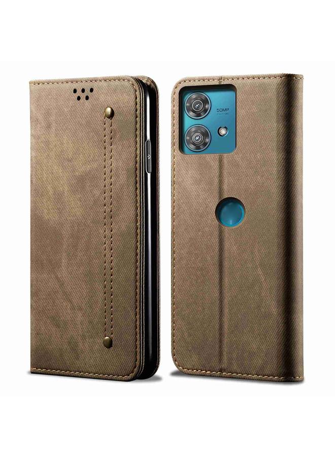 اس-توب جراب هاتف موتورولا إيدج 40 نيو من الجلد القابل للطي بنسيج الدنيم - Image 1