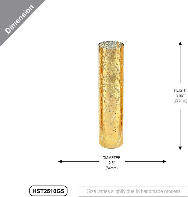 WGVI Hurricane Candle Holder Sleeve, W: 2.5", Ht: 10", Gold Speckled Glass Cylinder Open Both Ends, Chimney Tube Shade, 2 Pieces - Image 3