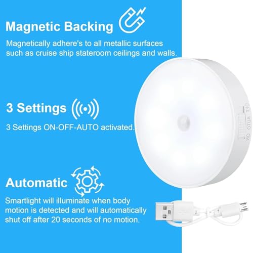 SNOOGG Motion Activated LED Night Light USB Rechargeable, Wireless Magnetic Light for Garage Corners, Tool Cabinets, Store Shelves, Basement and Utility Lighting - Image 4