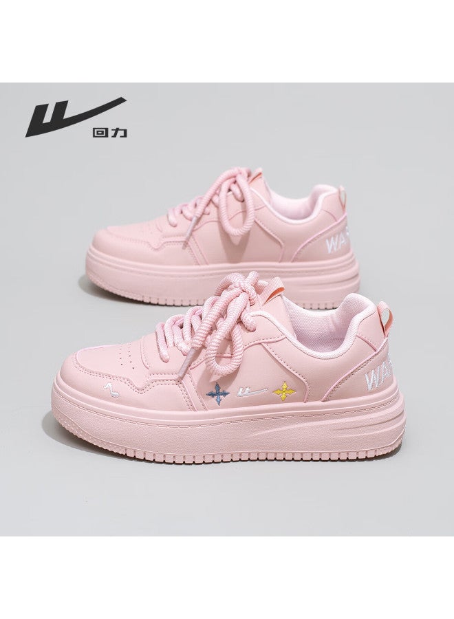 Warrior Women's Fresh Sweet Thick-soled Shoes Autumn Winter Casual Student Sports Sneakers Pink Size 37