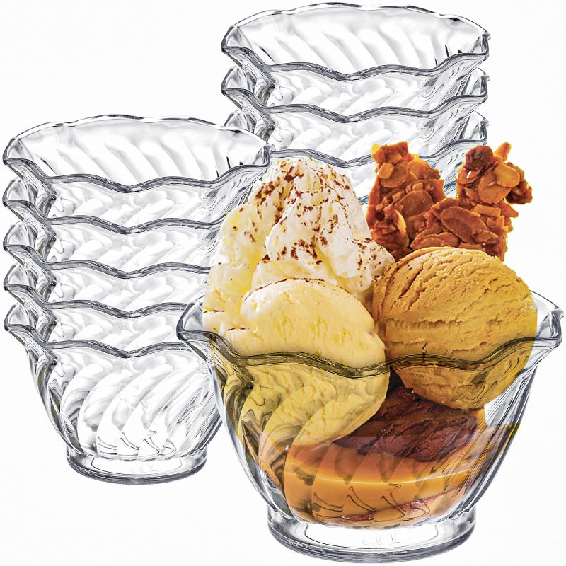 Elsjoy Set of 12 Plastic Dessert Bowls 57 Oz Mini Appetizer Cup Clear Small Snack Bowls Small Plastic Ice Cream Bowls for Candy Nut Fruits Flower Shape