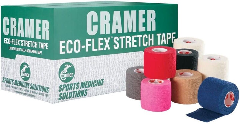 Cramer Eco-Flex Self-Stick Stretch Tape, Cohesive Tape, Flexible Elastic Sports Tape, Athletic Training Room Supplies, Easy Tear & Self-Adherent Bandage Wrap, Single 5 Yard Roll, Compression Tape