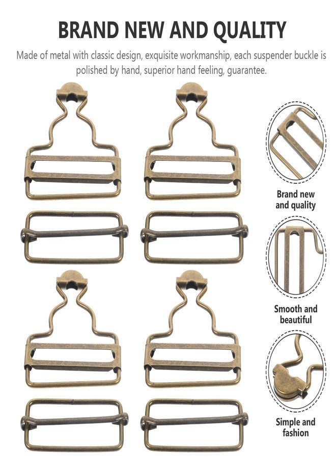 ARTIBETTER Overall Buckles Bib Pants Suspenders Adjustable Buckle Slider Bronze - Image 3