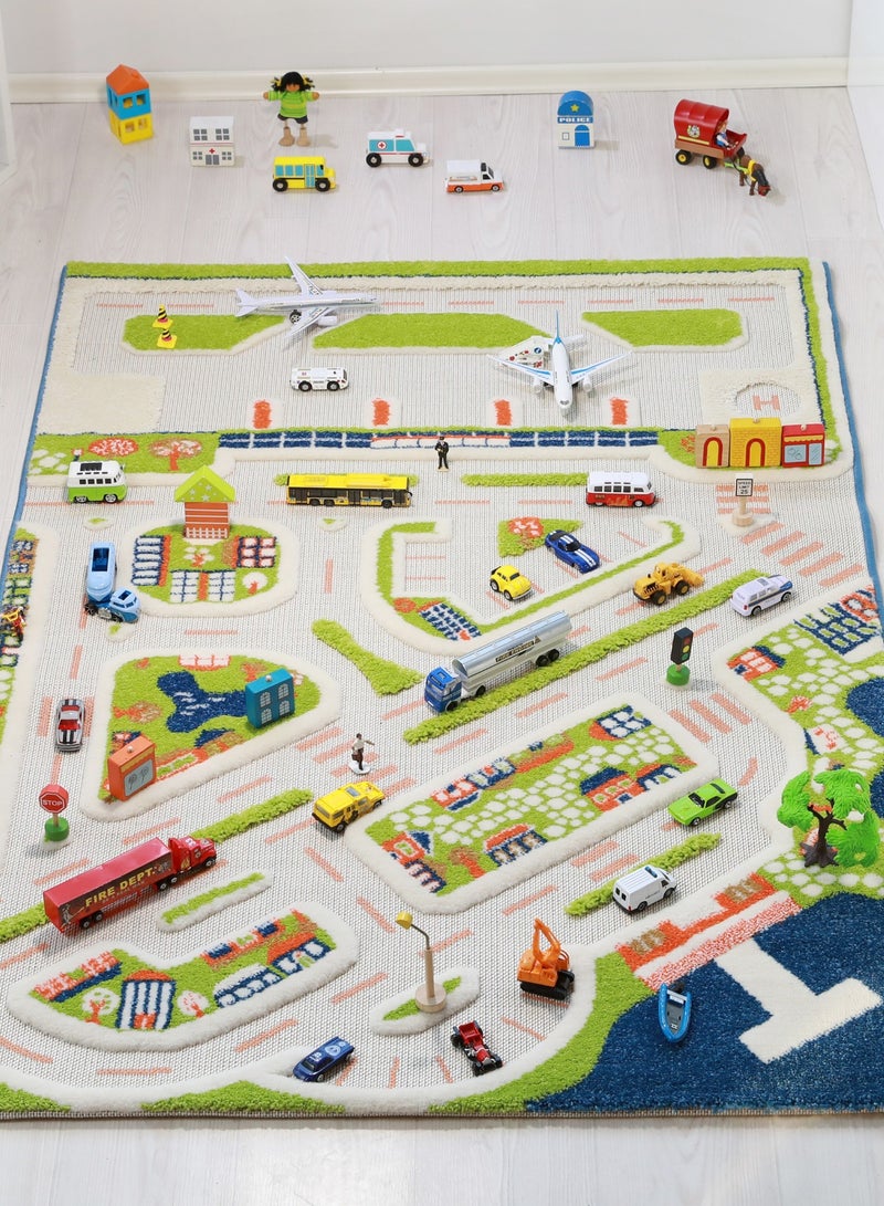 IVI 3D Play Carpet Mini City - Medium | Blue | Activity Playmat for Kids & Children | Bedroom, Living Room, Nursery Rug | Polypropylene | Foldable | 150 cm x 100 cm - Image 1