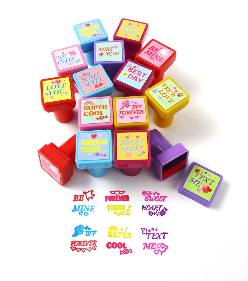 TINYMILLS Valentineâ€™s Day Conversation Stamps Set 24 Pack â€“ Dual Color Ink Valentine Stampers for Kids, Classroom Exchange Arts & Crafts, Party Favor Supplies - Image 3