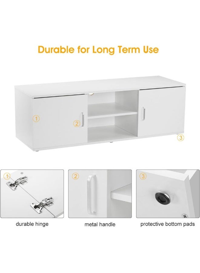 LANGRIA Modern Home TV Stand with 2 Doors, 2-Tier Open Shelves and Spacious Flat Surface - Image 5