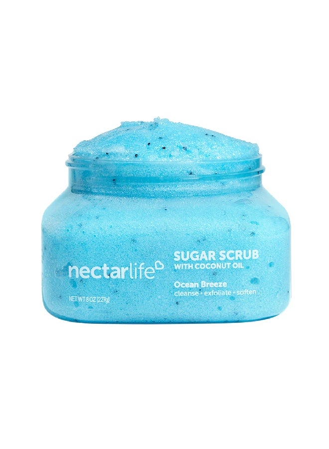 Nectar Life Sugar Body Scrub 8 oz, Moisturizing and Exfoliating Scrub for Nourishing Essential Body Care, Gift For Her (Ocean Breeze) - Image 1