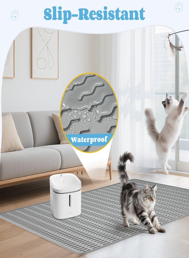 Colewin Cat Litter Mat,47x35in Extra Large Litter Mats Silicone,Waterproof Floor Litter Box Mat Indoor,Jumbo Washable Cats Litter Mat Litter Trapping Mat Easy Clean XXL(Grey) - Image 4