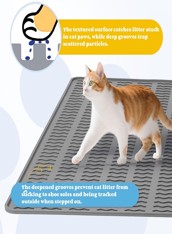 Colewin Cat Litter Mat,47x35in Extra Large Litter Mats Silicone,Waterproof Floor Litter Box Mat Indoor,Jumbo Washable Cats Litter Mat Litter Trapping Mat Easy Clean XXL(Grey) - Image 3