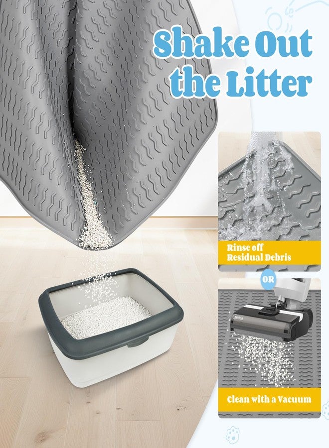 Colewin Cat Litter Mat,47x35in Extra Large Litter Mats Silicone,Waterproof Floor Litter Box Mat Indoor,Jumbo Washable Cats Litter Mat Litter Trapping Mat Easy Clean XXL(Grey) - Image 5