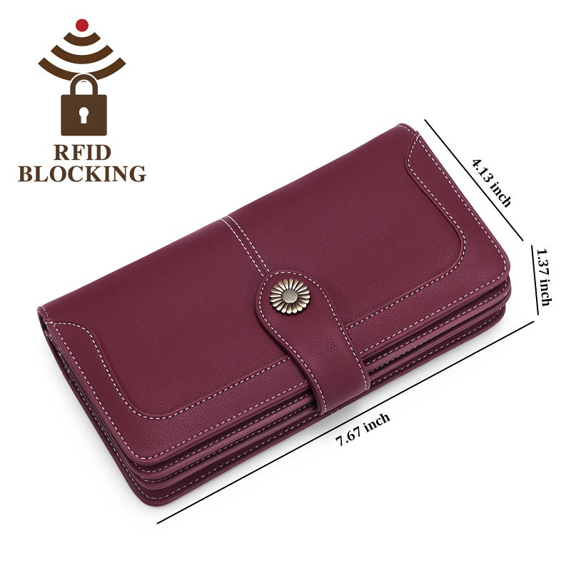 FALAN MULE Women's Wallet Leather RFID Blocking Large Capacity Trifold Ladies Wallet Wristlet Clutch Card Holder - Image 4