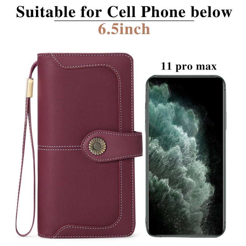 FALAN MULE Women's Wallet Leather RFID Blocking Large Capacity Trifold Ladies Wallet Wristlet Clutch Card Holder - Image 5
