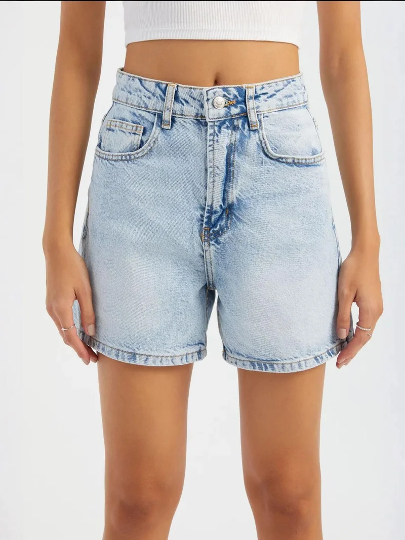 زوبعة شورت جينز عالي الخصر